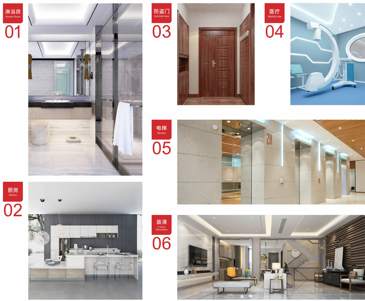 公司產品廣泛適用于裝飾裝潢、電梯、淋浴房、拼接防盜門、廚房設備、標示標牌企業(yè)、船舶、醫(yī)療器械等行業(yè)。